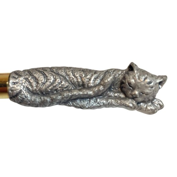 Cat-Themed Stainless Steel Cheese Spreaders With Pewter Handles Set Of 4 - Picture 3 of 8